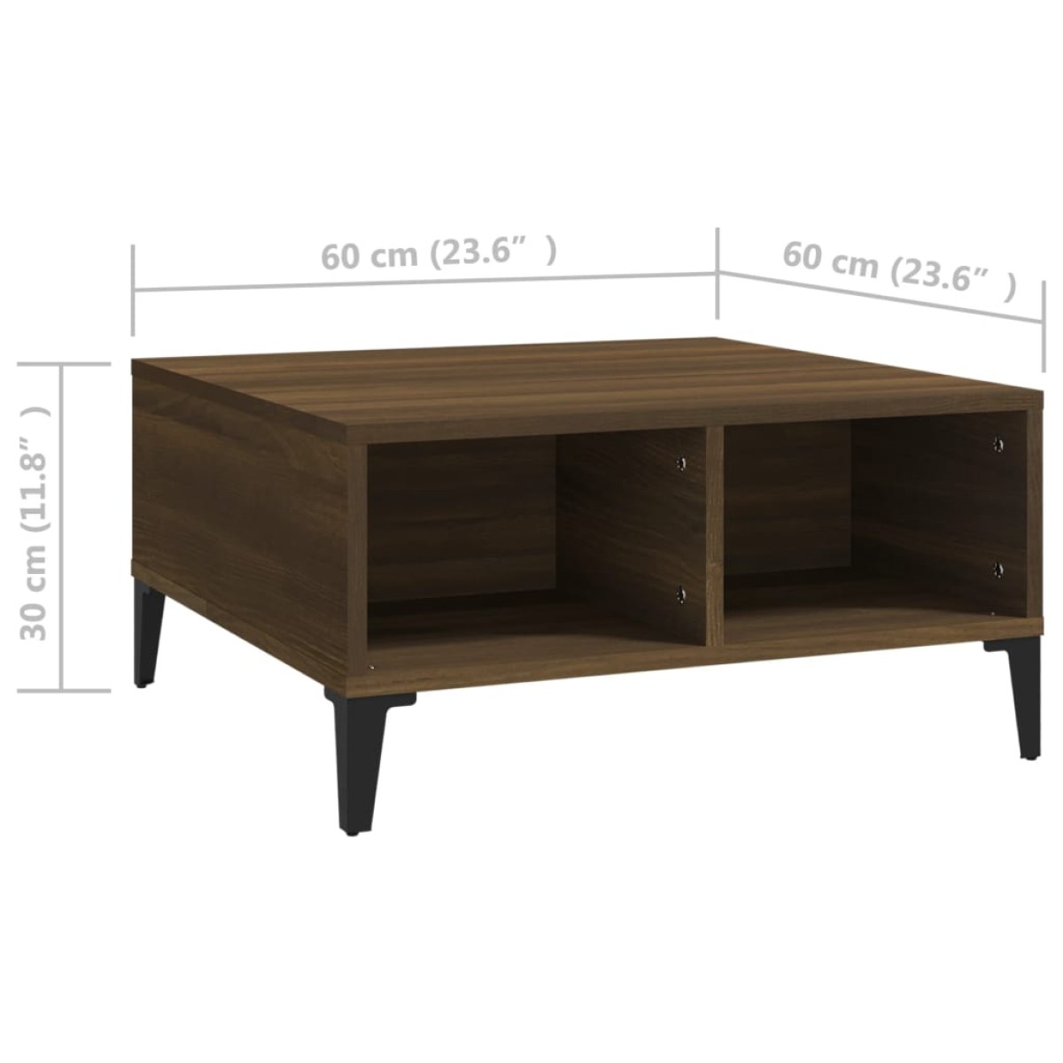 vidaXL Τραπεζάκι Σαλονιού Καφέ Δρυς 60x60x30 εκ. από Μοριοσανίδα