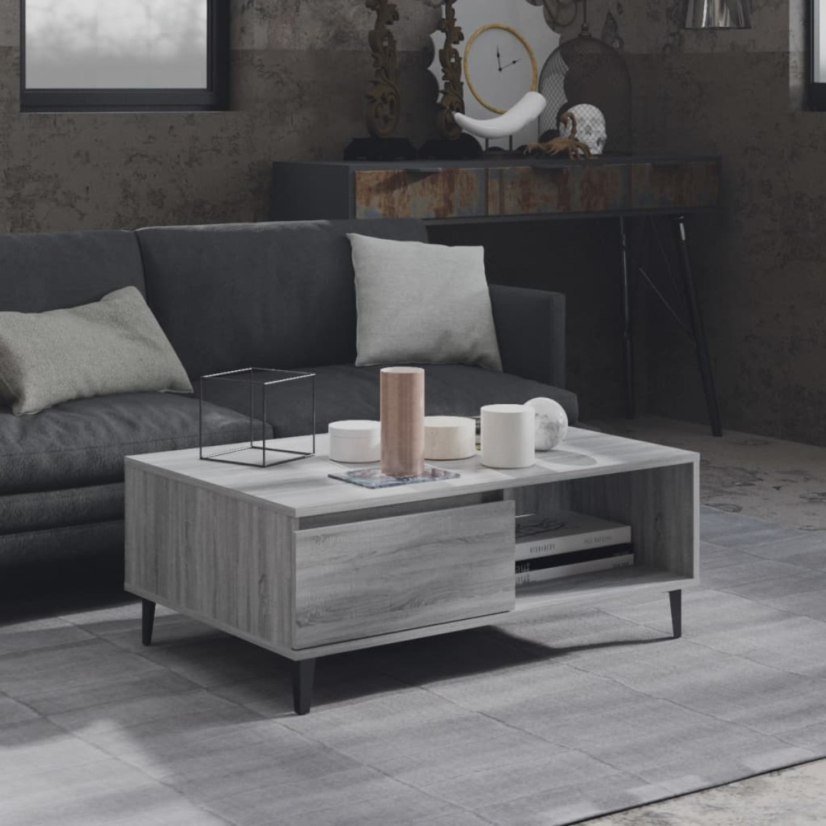 vidaXL Τραπεζάκι Σαλονιού Γκρι Sonoma 90 x 60 x 35 εκ. από Μοριοσανίδα
