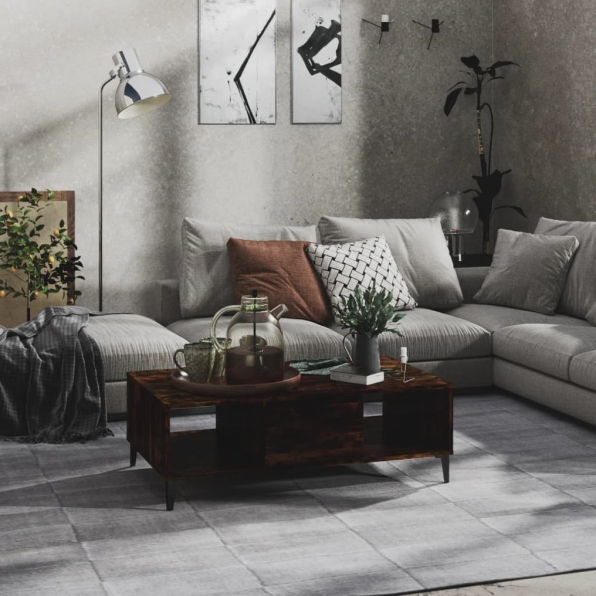 vidaXL Τραπεζάκι Σαλονιού Καπνιστή Δρυς 103,5x60x35 εκ από Μοριοσανίδα