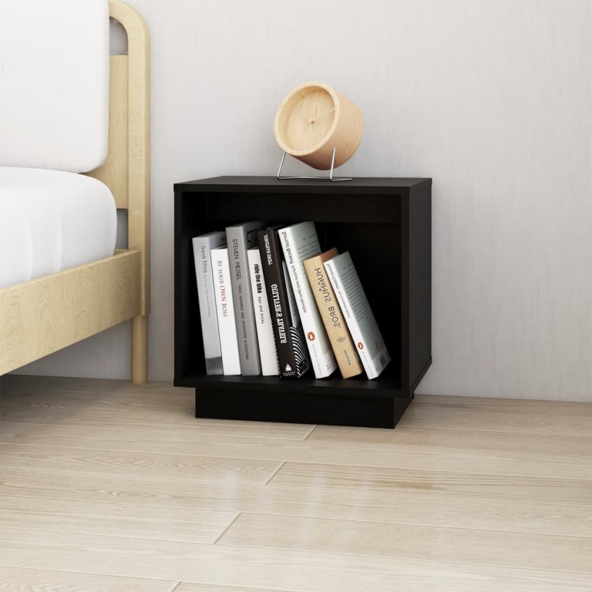 vidaXL Κομοδίνα 2 τεμ. Μαύρα 40 x 30 x 40 εκ. από Μασίφ Ξύλο Πεύκου
