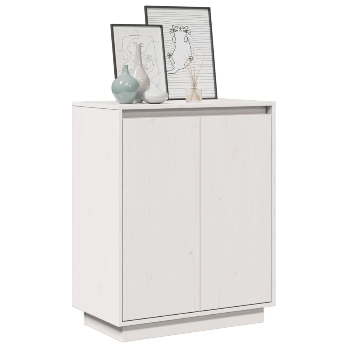 vidaXL Ντουλάπι Λευκό 60 x 34 x 75 εκ. από Μασίφ Ξύλο Πεύκου
