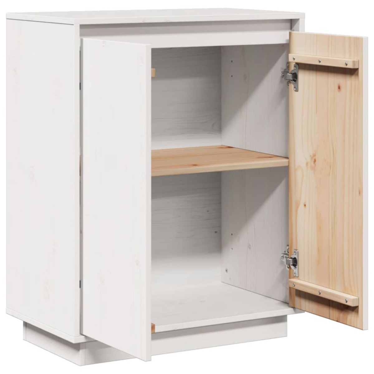 vidaXL Ντουλάπι Λευκό 60 x 34 x 75 εκ. από Μασίφ Ξύλο Πεύκου