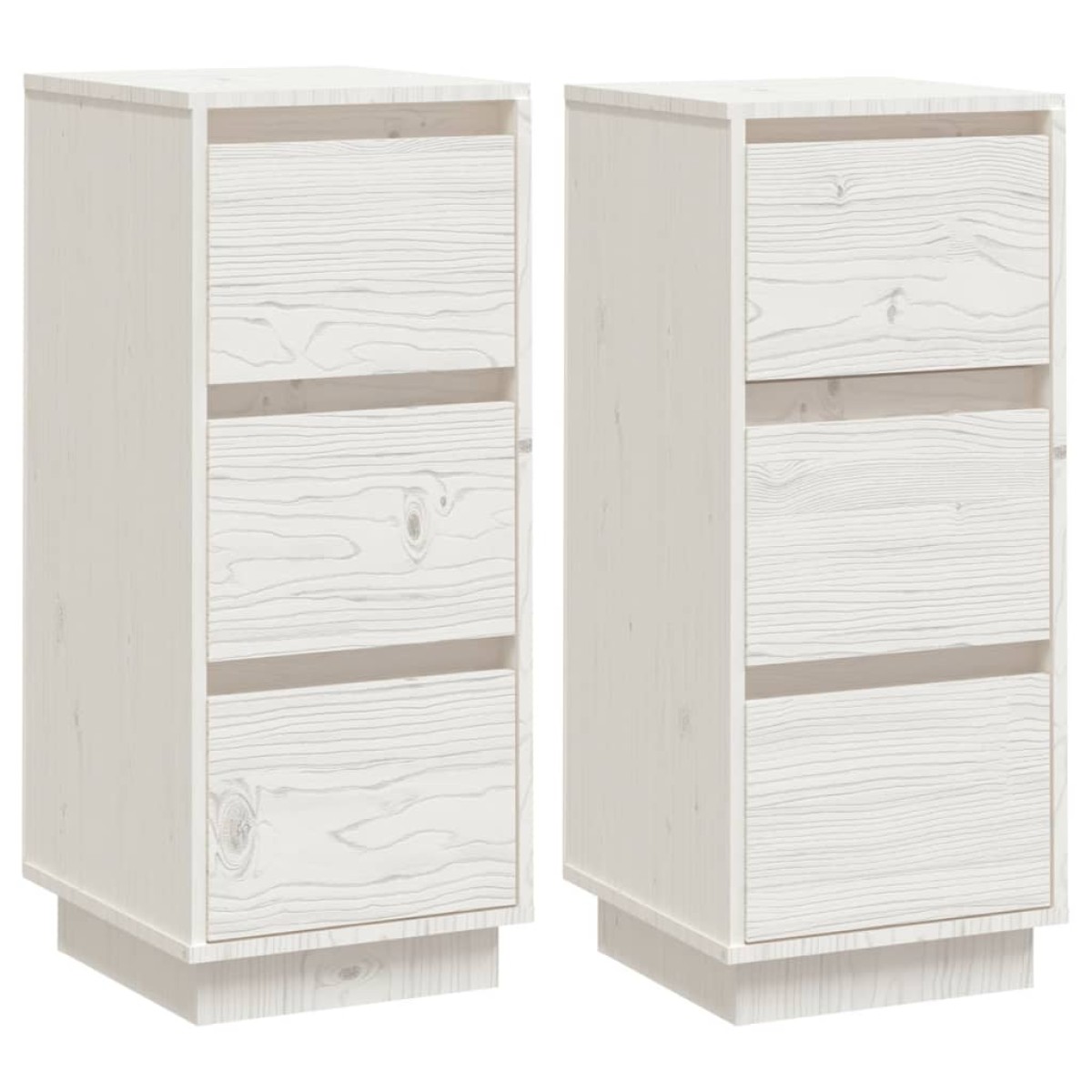 vidaXL Συρταριέρες 2 τεμ. Λευκές 32x34x75 εκ. από Μασίφ Ξύλο Πεύκου