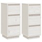vidaXL Συρταριέρες 2 τεμ. Λευκές 32x34x75 εκ. από Μασίφ Ξύλο Πεύκου