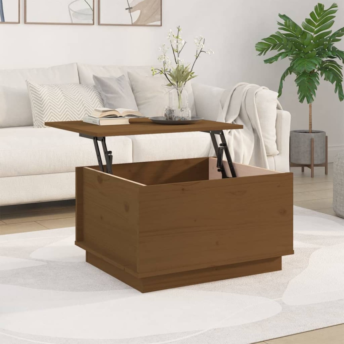 vidaXL Τραπεζάκι Σαλονιού Καφέ Μελί 60x50x35 εκ. Μασίφ Ξύλο Πεύκου