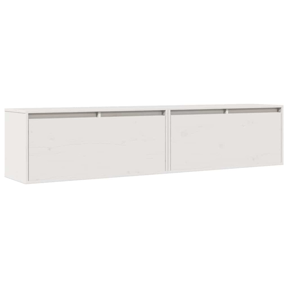 vidaXL Ντουλάπια Τοίχου 2 τεμ. Λευκά 80x30x35 εκ από Μασίφ Ξύλο Πεύκου
