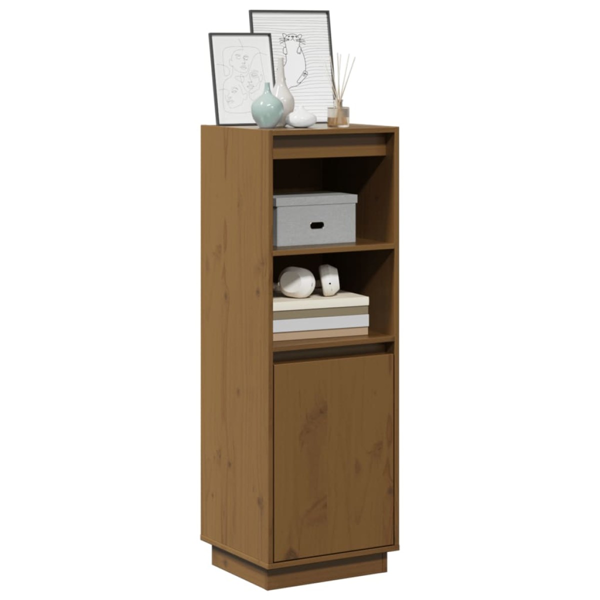 vidaXL Ντουλάπι Καφέ Μελί 37 x 34 x 110 εκ. από Μασίφ Ξύλο Πεύκου