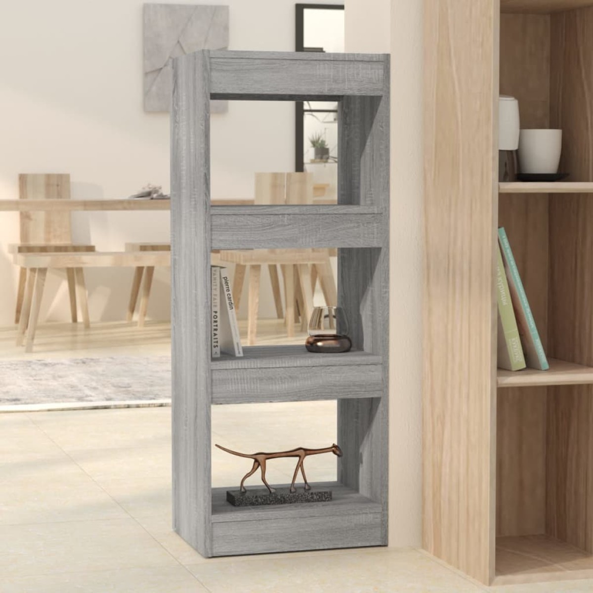 vidaXL Βιβλιοθήκη/Διαχωρ. Χώρου Γκρι Sonoma 40x30x103 εκ. Μοριοσανίδα