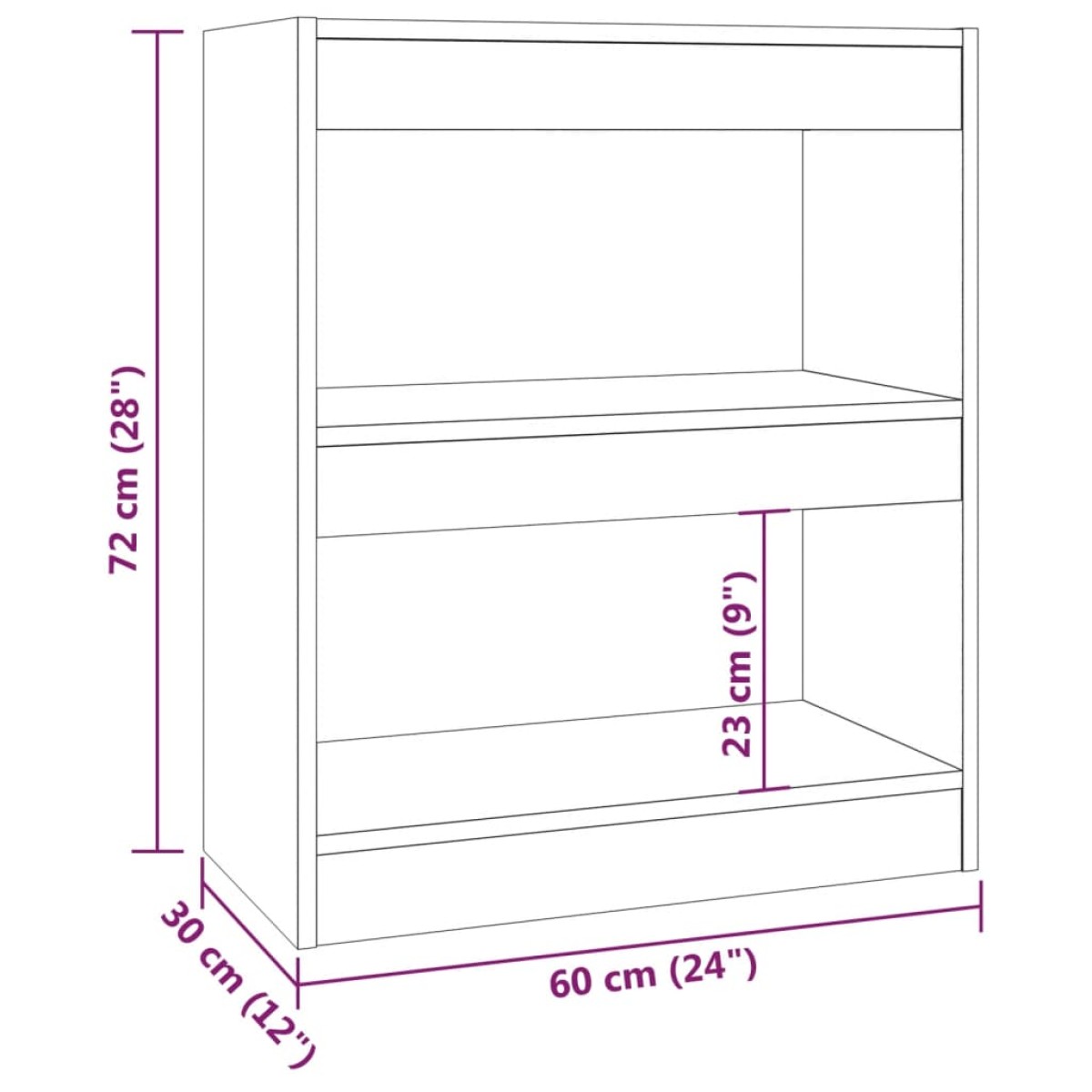 vidaXL Βιβλιοθήκη/Διαχωριστικό Χώρου Γκρι Sonoma 60x30x72 εκ.