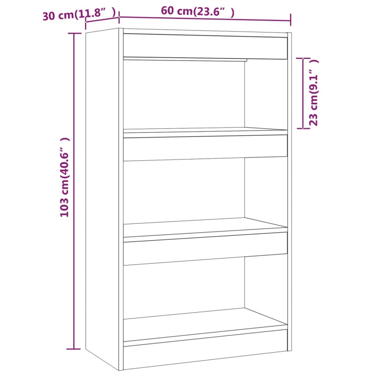 vidaXL Βιβλιοθήκη/Διαχωρ. Χώρου Καπνιστή Δρυς 60x30x103 εκ Μοριοσανίδα