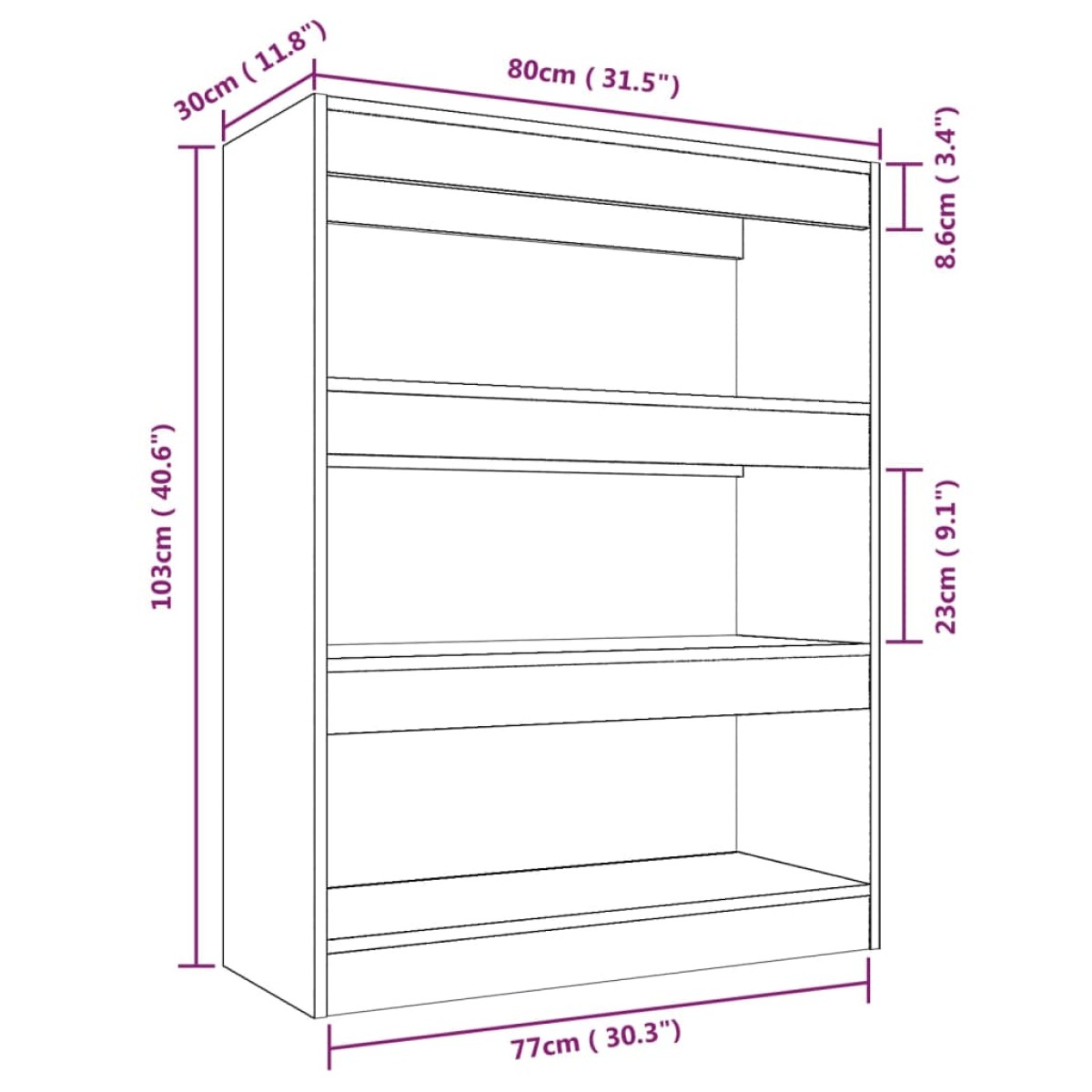 vidaXL Βιβλιοθήκη/Διαχωρ. Χώρου Γκρι Sonoma 80x30x103 εκ Επεξεργ. Ξύλο
