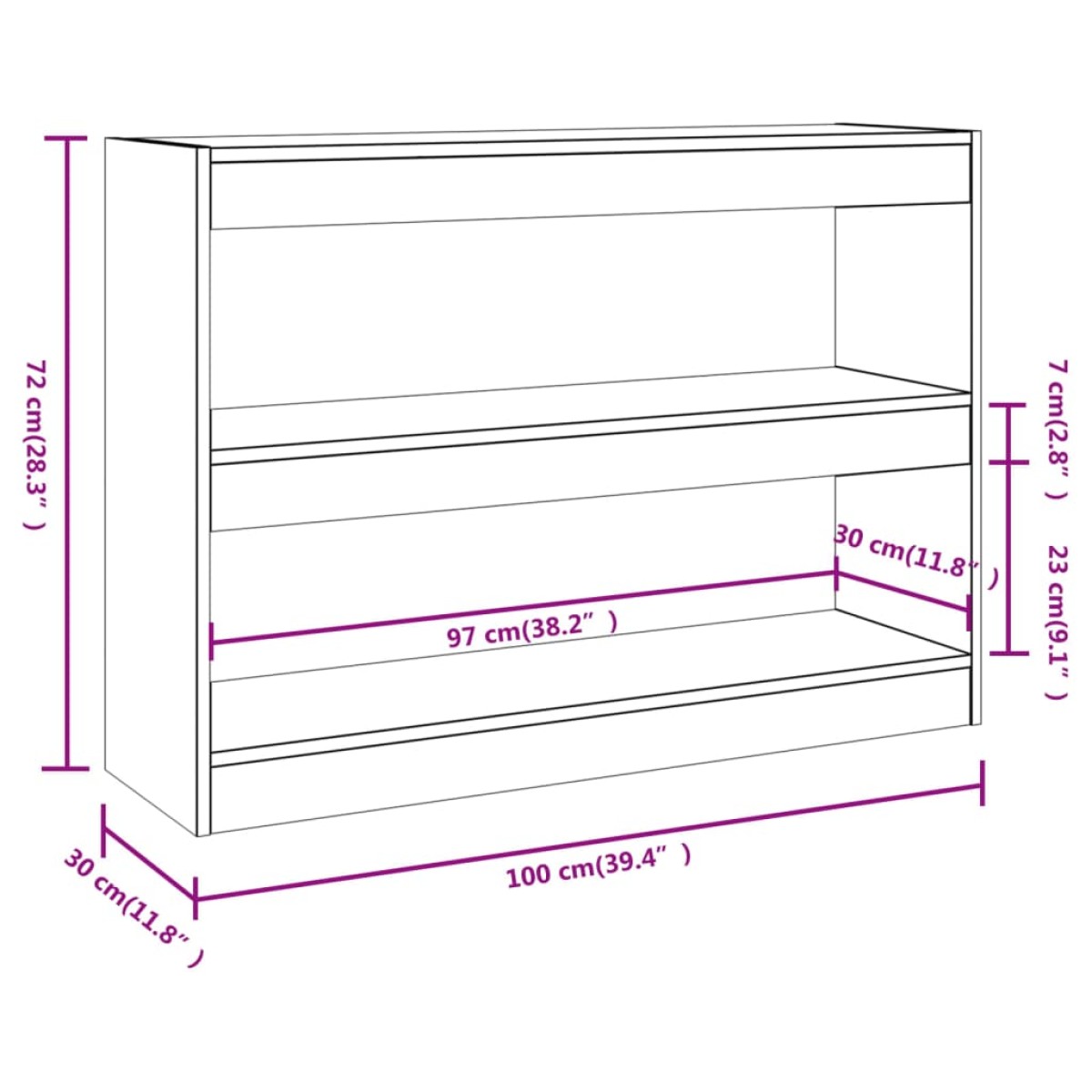 vidaXL Βιβλιοθήκη/Διαχωριστικό Χώρου Γκρι Sonoma 100x30x72 εκ.