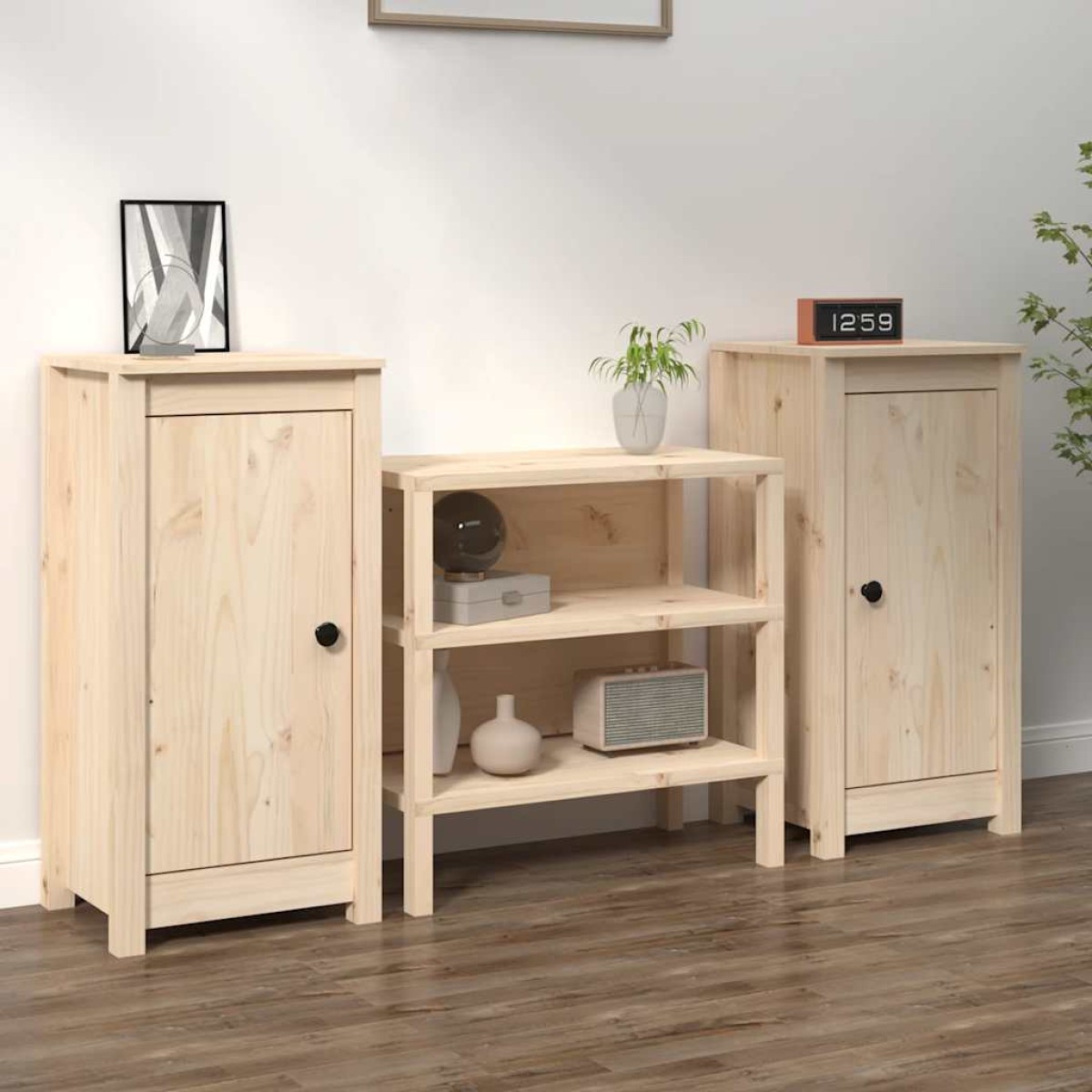 vidaXL Ντουλάπια 2 τεμ. 40x35x80 εκ. από Μασίφ Ξύλο Πεύκου
