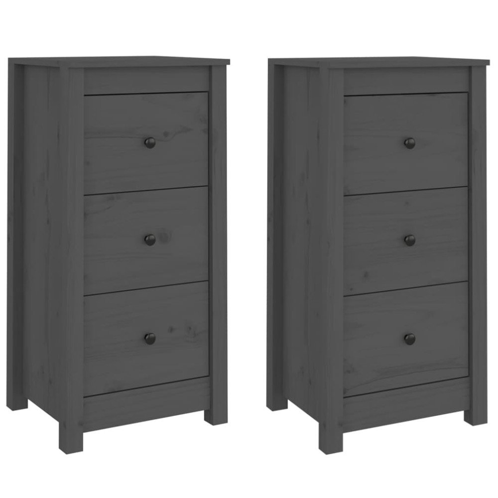 vidaXL Συρταριέρες 2 τεμ. Γκρι 40 x 35 x 80 εκ. από Μασίφ Ξύλο Πεύκου