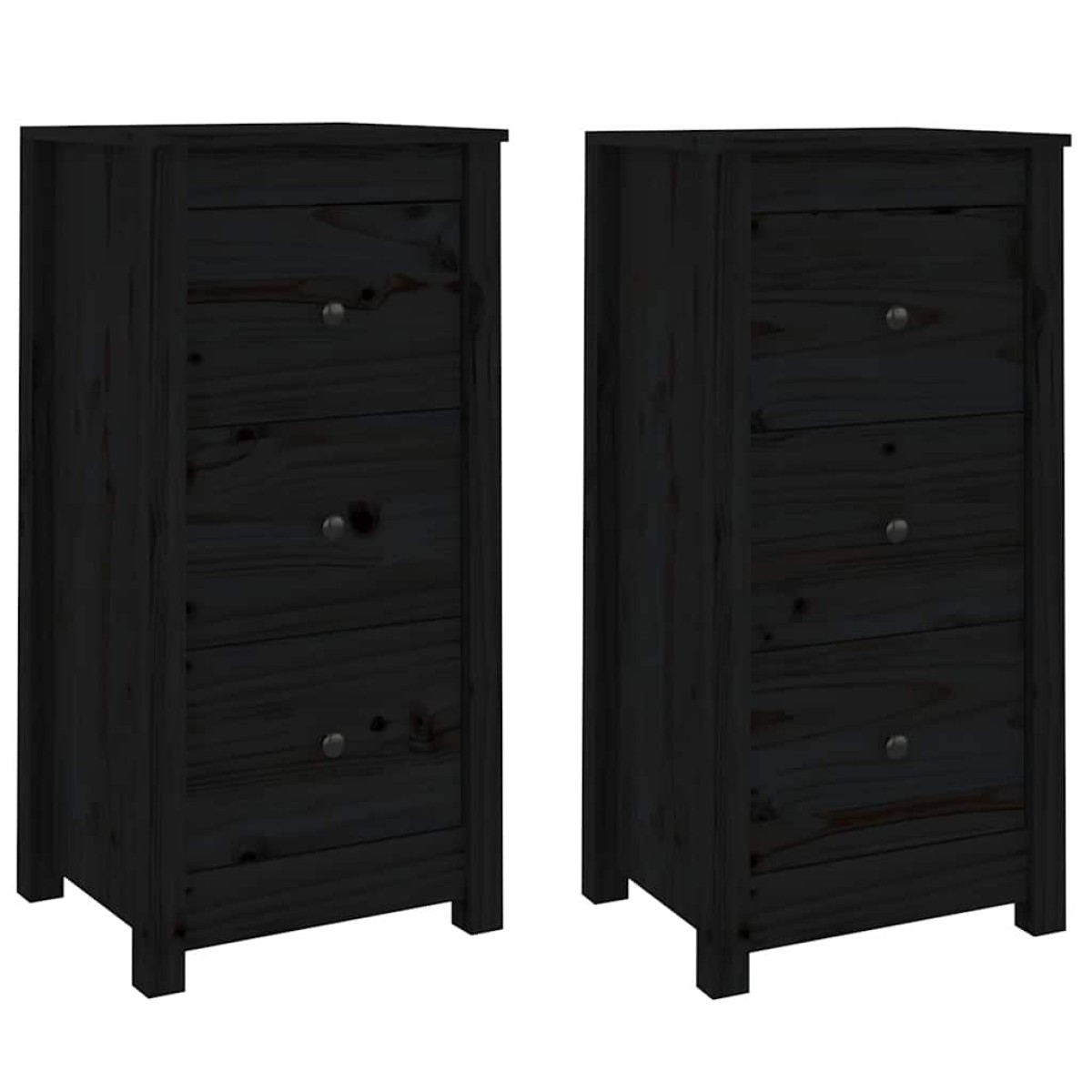 vidaXL Ντουλάπια 2 τεμ. Μαύρα 40x35x80 εκ. από Μασίφ Ξύλο Πεύκου