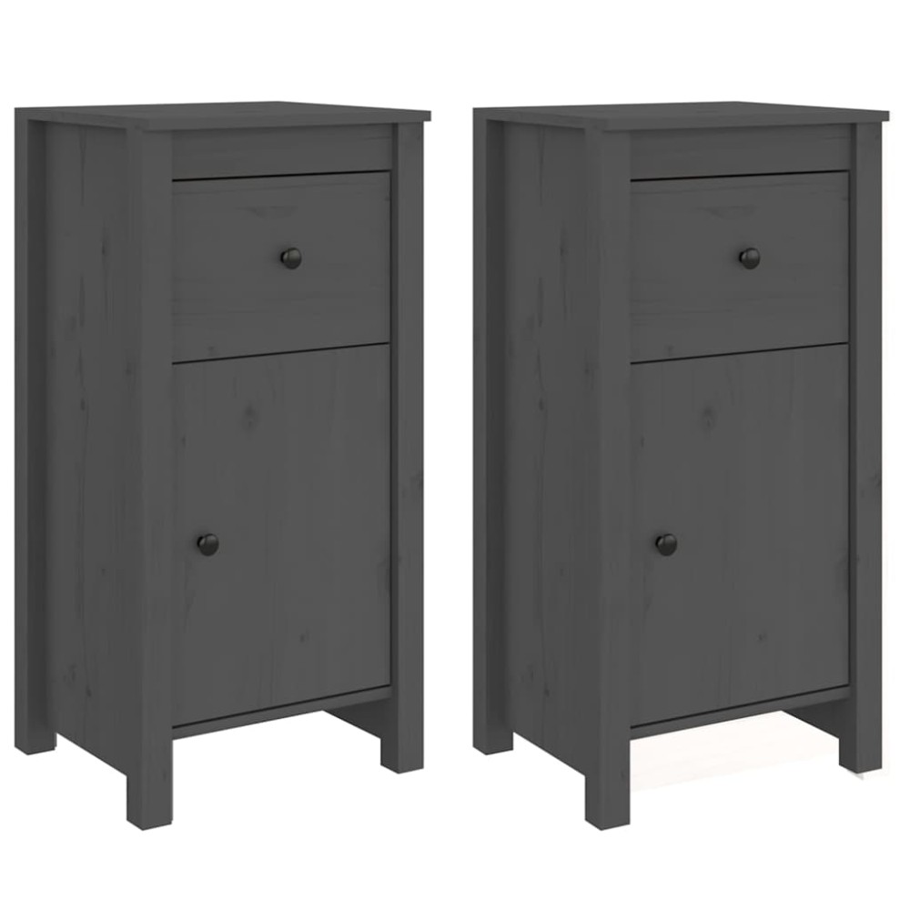 vidaXL Συρταριέρες 2 τεμ. Γκρι 40 x 35 x 80 εκ. από Μασίφ Ξύλο Πεύκου