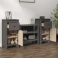vidaXL Συρταριέρες 2 τεμ. Γκρι 40 x 35 x 80 εκ. από Μασίφ Ξύλο Πεύκου