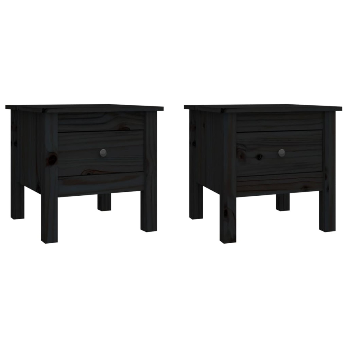 vidaXL Βοηθητικά Τραπέζια 2 τεμ. Μαύρος 40x40x39 εκ. Μασίφ Ξύλο Πεύκου
