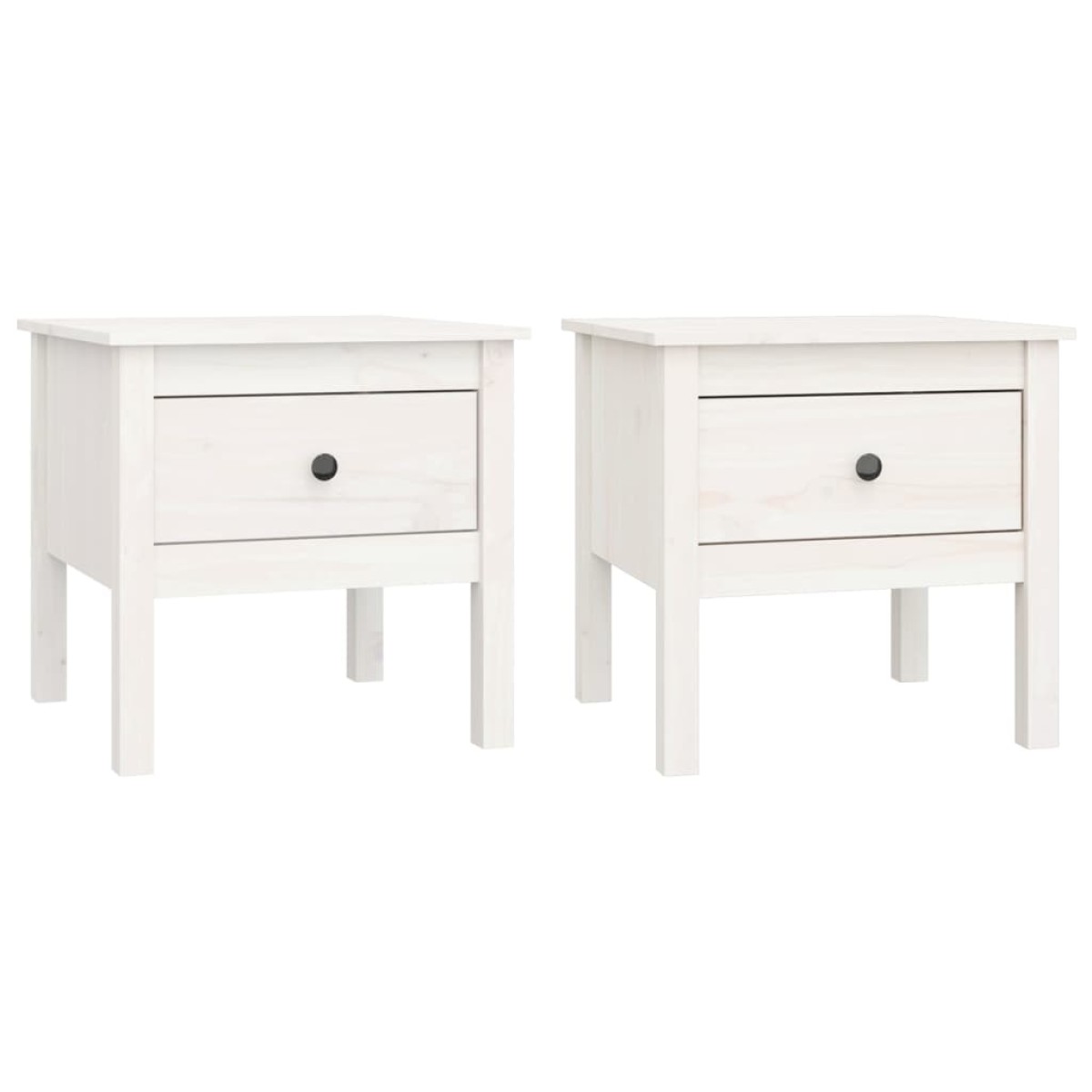 vidaXL Βοηθητικά Τραπέζια 2 τεμ. Λευκά 50x50x49 εκ. Μασίφ Ξύλο Πεύκου