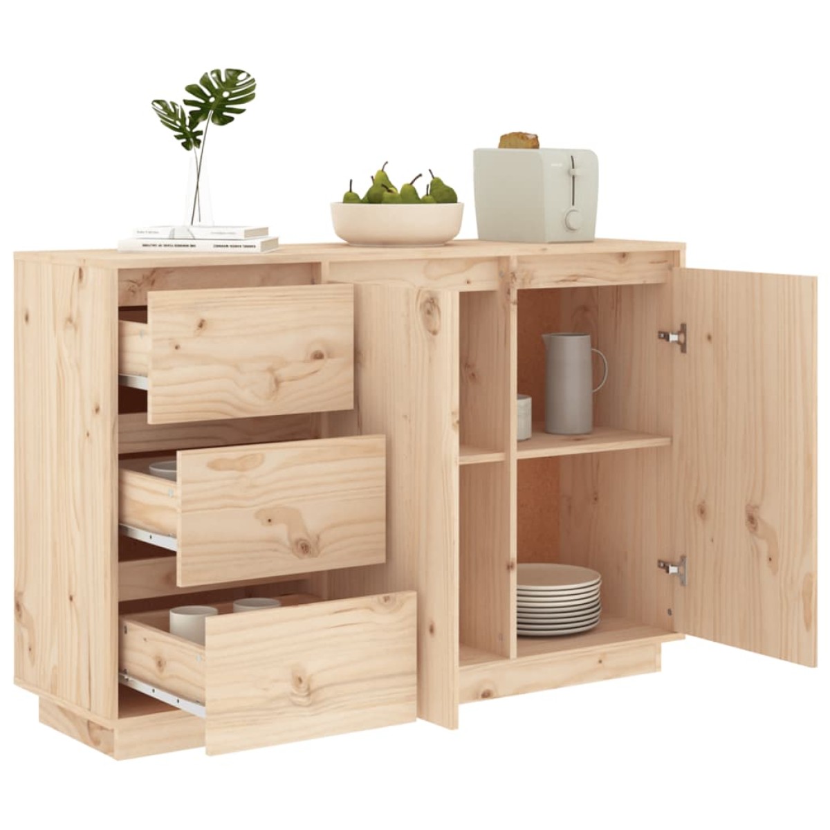 vidaXL Ντουλάπι 111x34x75 εκ. από Μασίφ Ξύλο Πεύκου