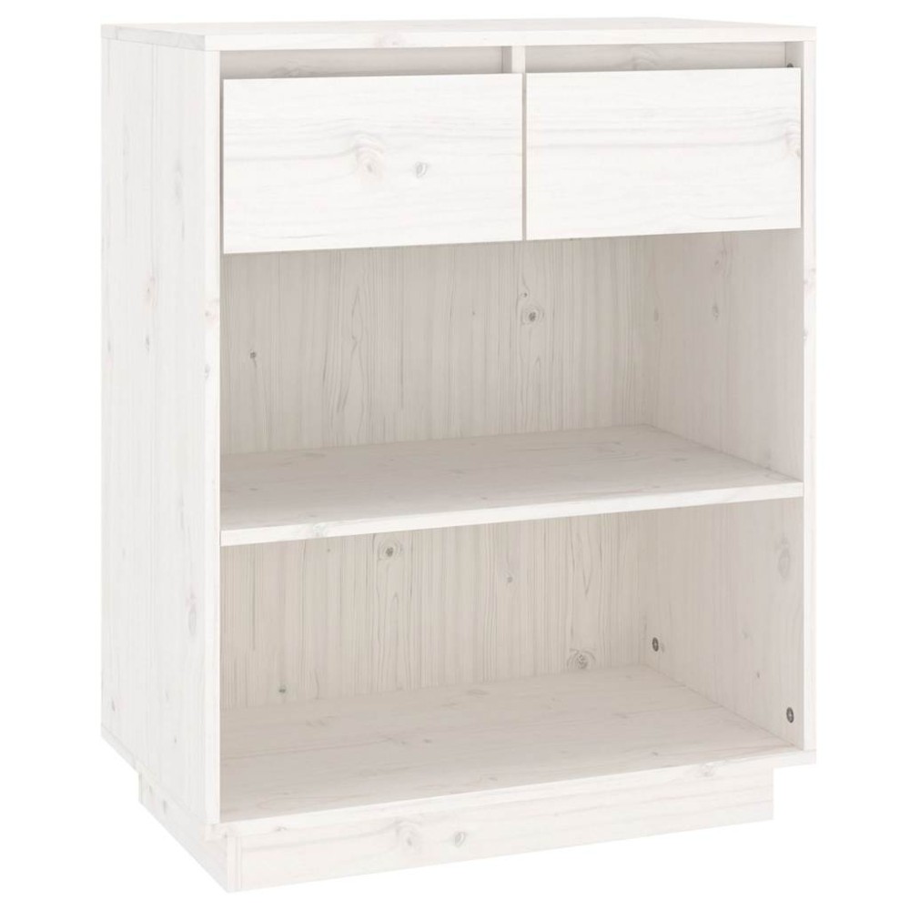 vidaXL Ντουλάπι Κονσόλα Λευκό 60 x 34 x 75 εκ. από Μασίφ Ξύλο Πεύκου