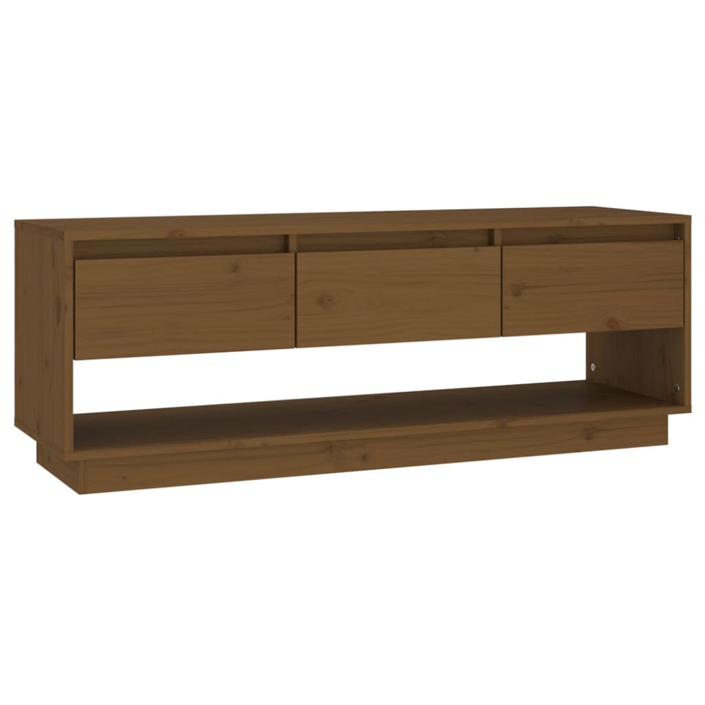 vidaXL Έπιπλο Τηλεόρασης Καφέ Μελί 110,5x34x40εκ από Μασίφ Ξύλο Πεύκου