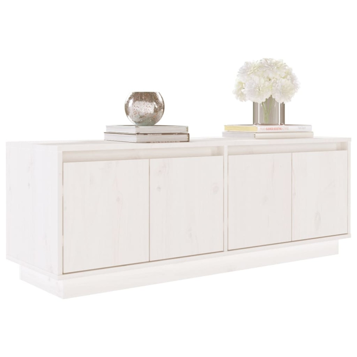 vidaXL Έπιπλο Τηλεόρασης Λευκό 110 x 34 x 40 εκ. από Μασίφ Ξύλο Πεύκου