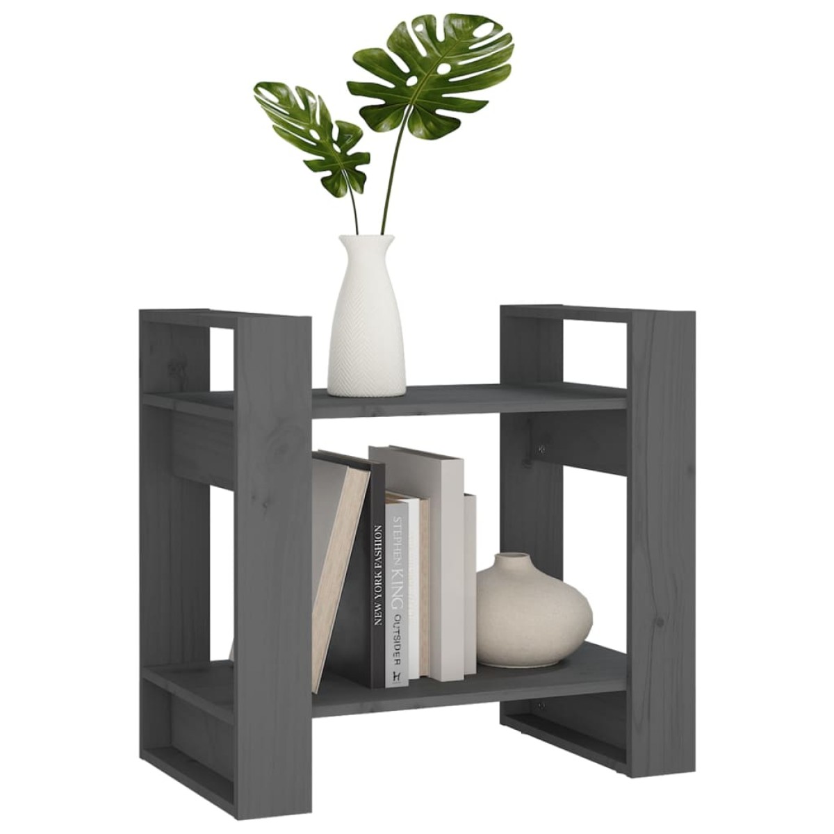 vidaXL Βιβλιοθήκη/Διαχωριστικό Χώρου Γκρι 60x35x57 εκ. Μασίφ Πεύκο
