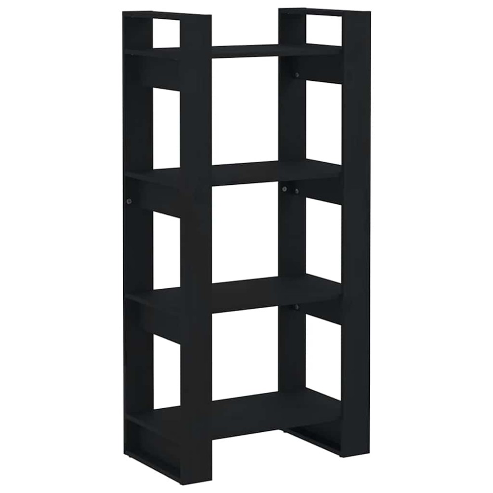 vidaXL Βιβλιοθήκη/Διαχωριστικό Χώρου Μαύρο 60x35x125 εκ. Μασίφ Ξύλο