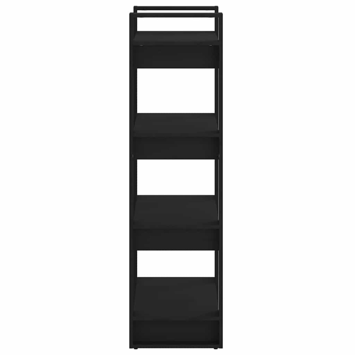 vidaXL Βιβλιοθήκη/Διαχωριστικό Χώρου Μαύρο 60x35x125 εκ. Μασίφ Ξύλο