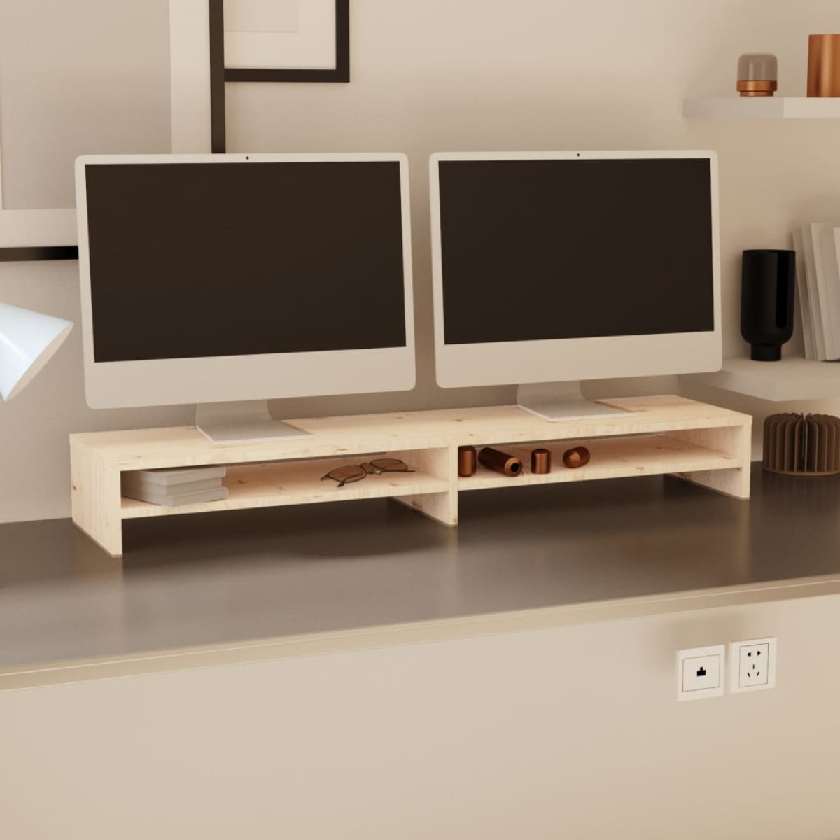 vidaXL Βάση Οθόνης 100 x 24 x 13 εκ. από Μασίφ Ξύλο Πεύκου