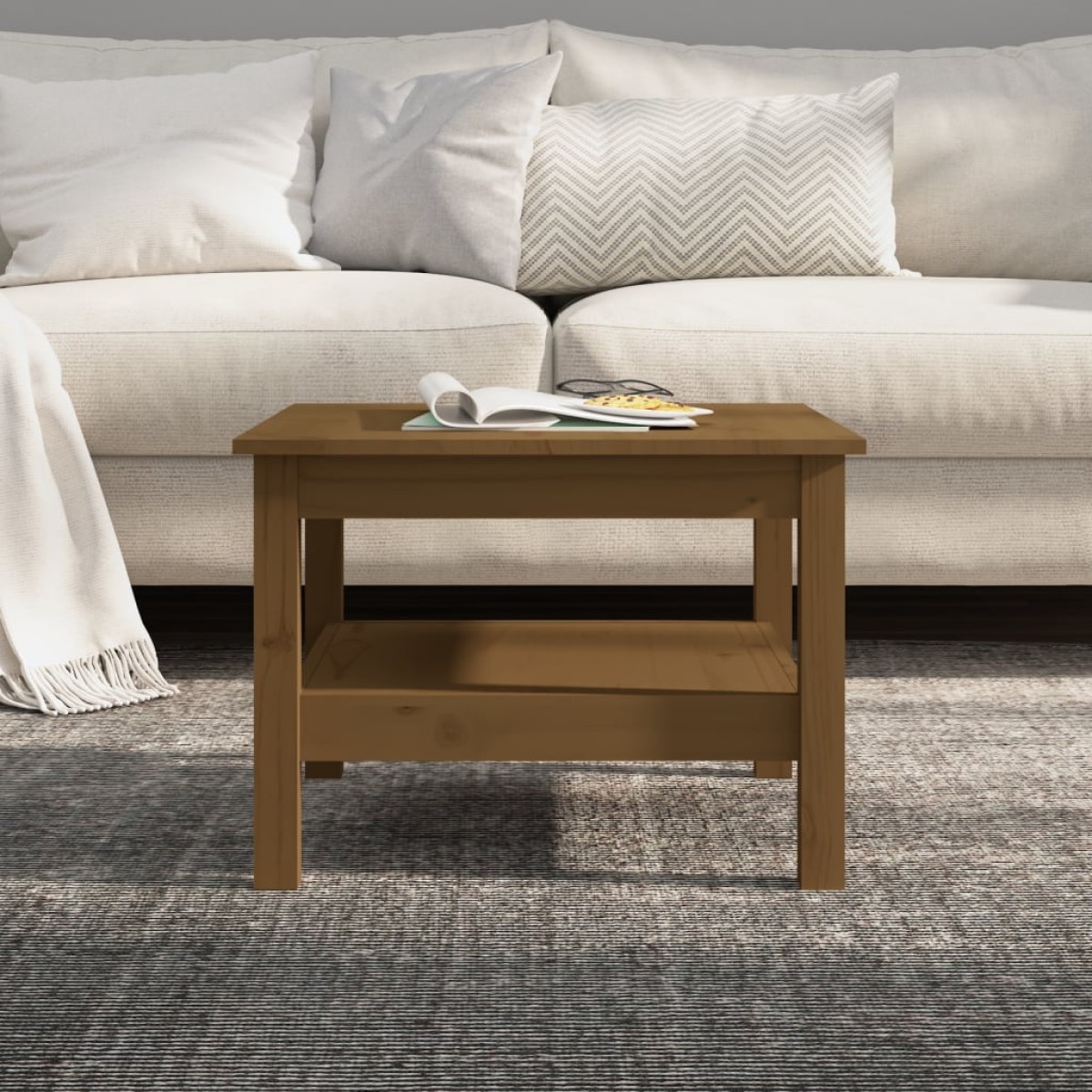 vidaXL Τραπεζάκι Σαλονιού Καφέ Μελί 55x55x40 εκ. Μασίφ Ξύλο Πεύκου
