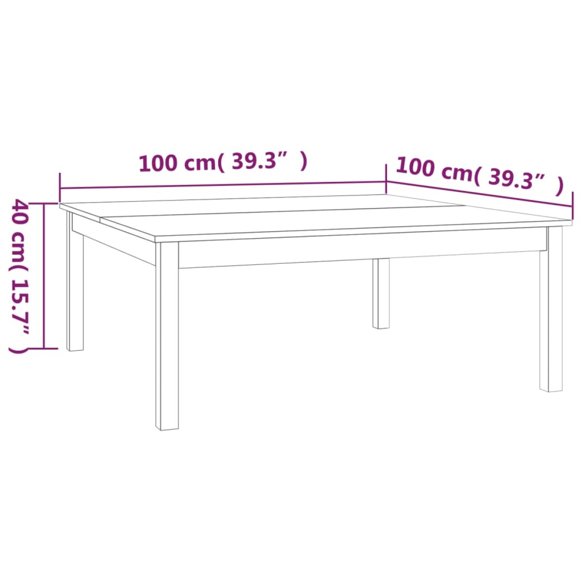 vidaXL Τραπεζάκι Σαλονιού Καφέ Μελί 100x100x40 εκ. Μασίφ Ξύλο Πεύκου
