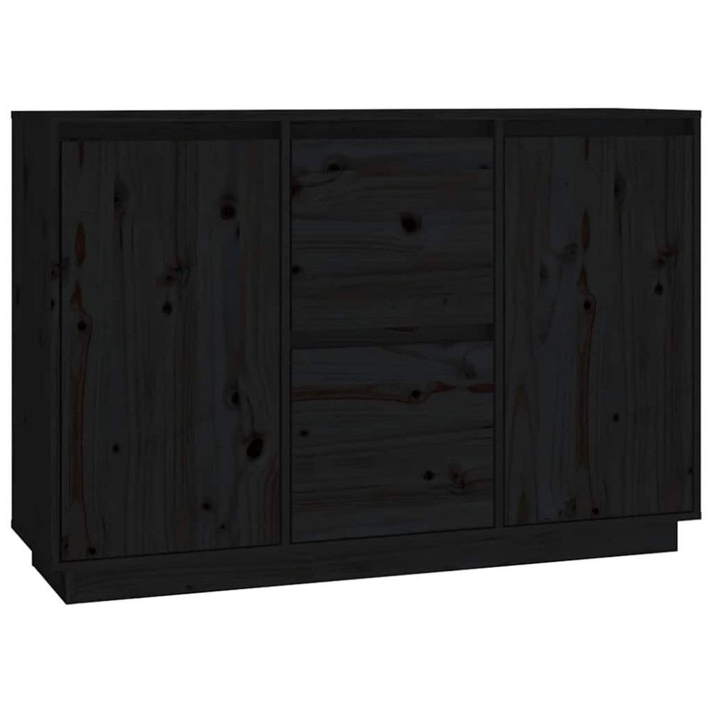 vidaXL Ντουλάπι Μαύρος 111 x 34 x 75 εκ. από Μασίφ Ξύλο Πεύκου