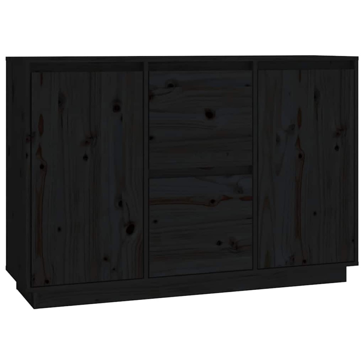 vidaXL Ντουλάπι Μαύρος 111 x 34 x 75 εκ. από Μασίφ Ξύλο Πεύκου