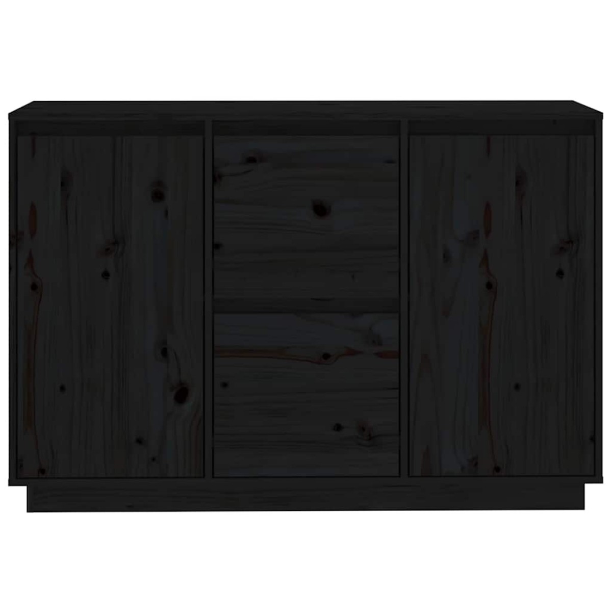 vidaXL Ντουλάπι Μαύρος 111 x 34 x 75 εκ. από Μασίφ Ξύλο Πεύκου