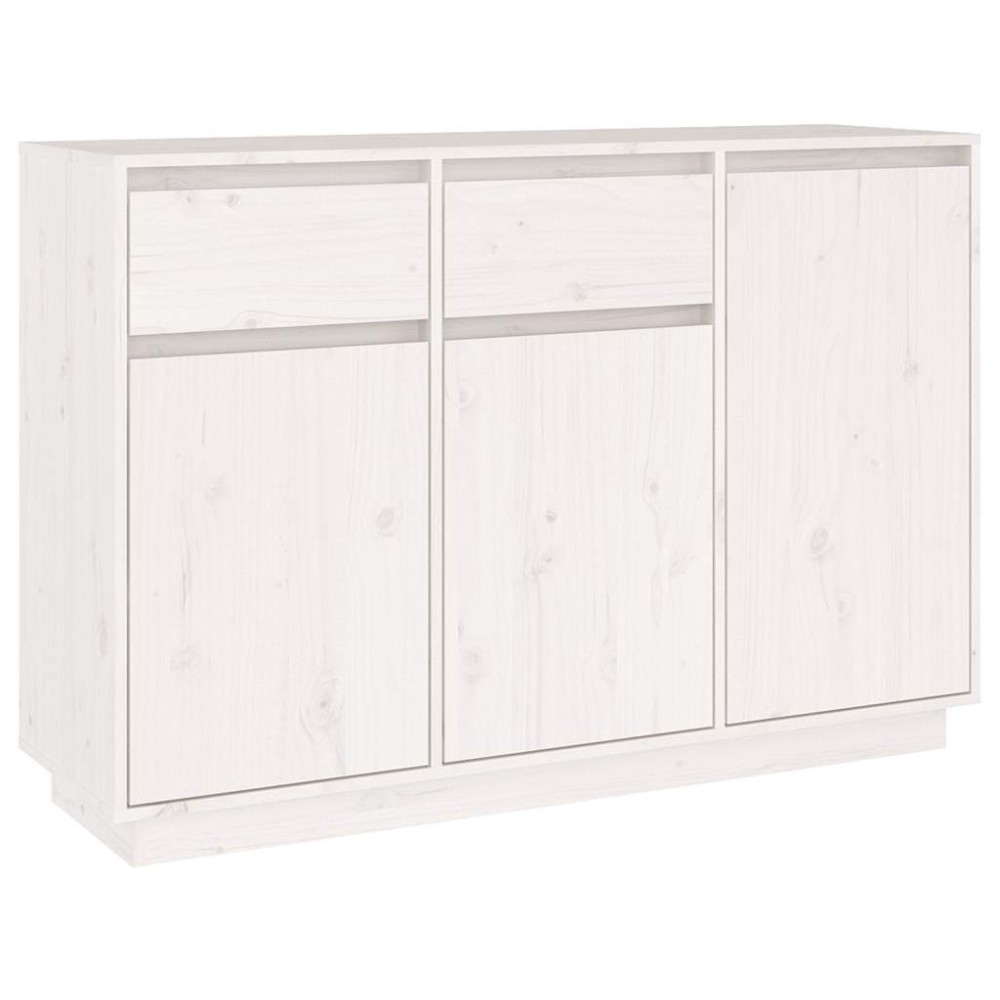 vidaXL Μπουφές Λευκός 110 x 34 x 75 εκ. από Μασίφ Ξύλο Πεύκου