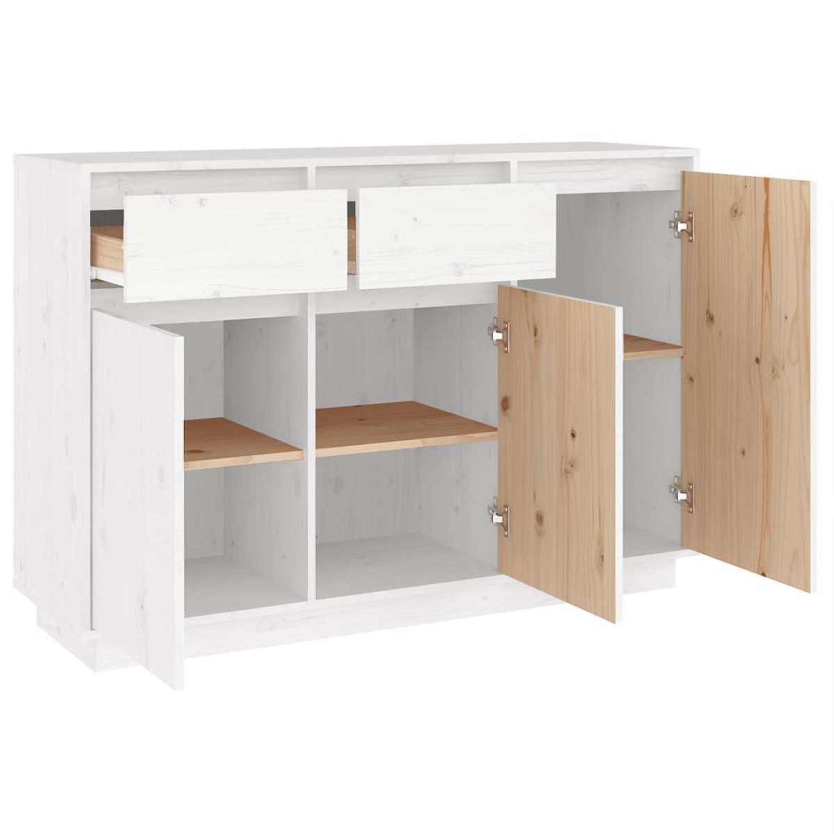 vidaXL Μπουφές Λευκός 110 x 34 x 75 εκ. από Μασίφ Ξύλο Πεύκου