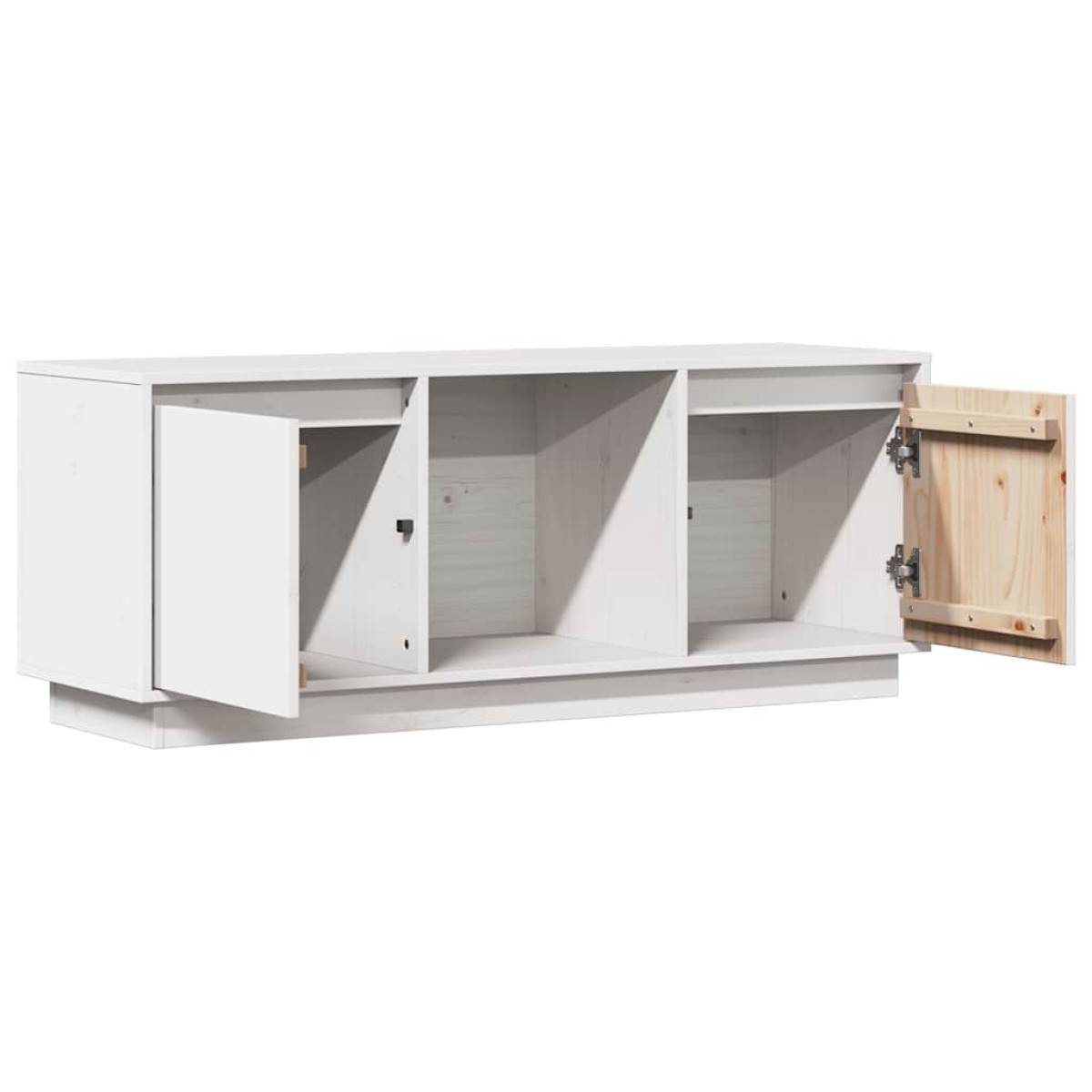 vidaXL Έπιπλο Τηλεόρασης Λευκό 110,5x35x44 εκ. από Μασίφ Ξύλο Πεύκου