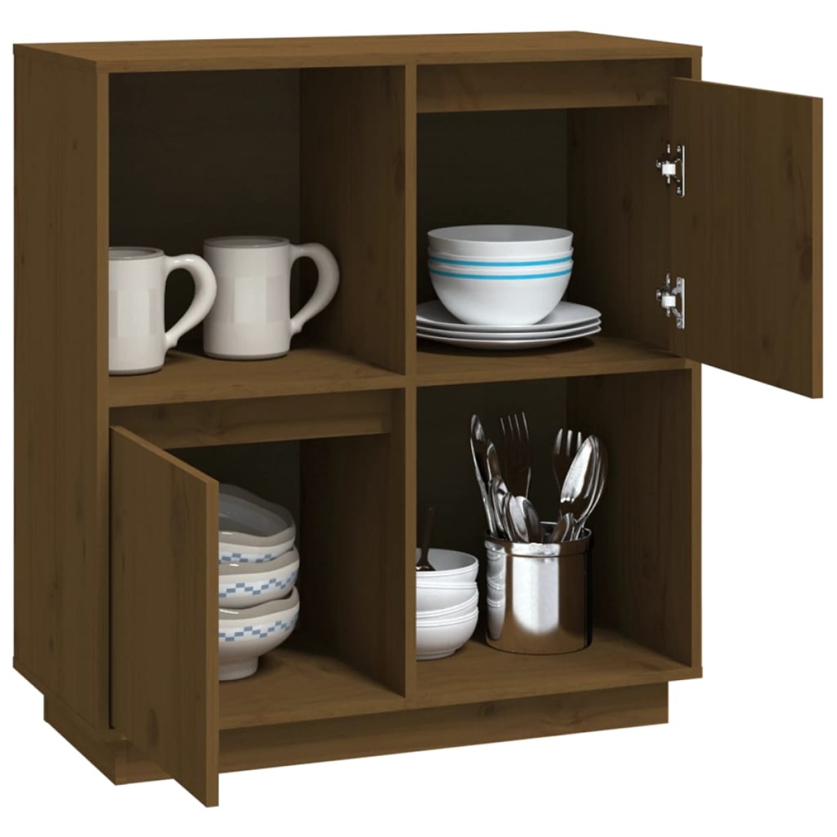 vidaXL Ντουλάπι Καφέ Μελί 74 x 35 x 80 εκ. από Μασίφ Ξύλο Πεύκου