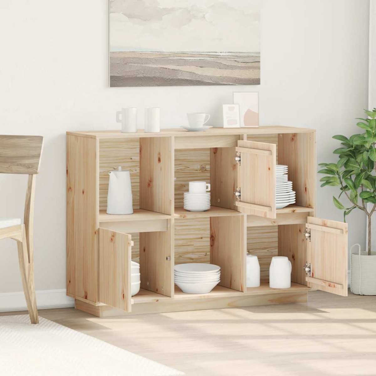 vidaXL Ντουλάπι 110,5x35x80 εκ. από Μασίφ Ξύλο Πεύκου