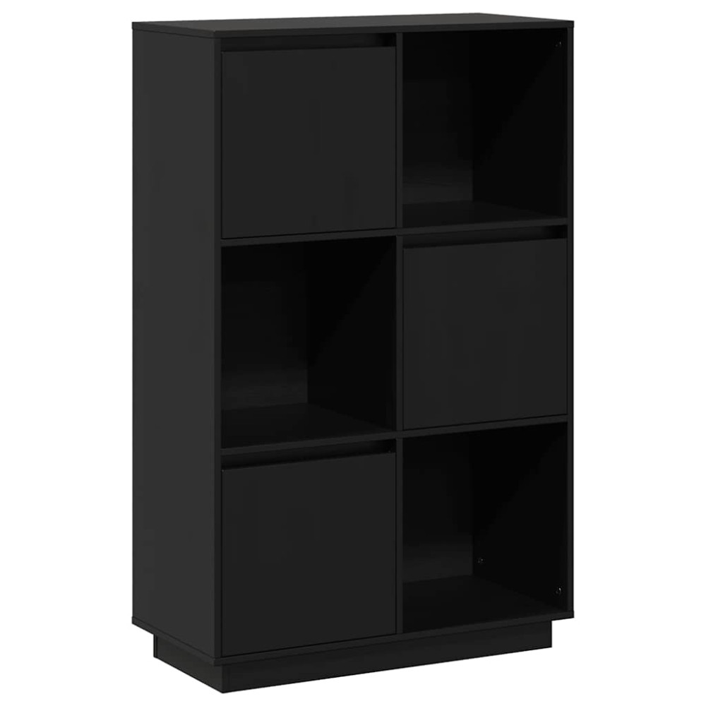 vidaXL Ντουλάπι Ψηλό Μαύρο 74 x 35 x 117 εκ. από Μασίφ Ξύλο Πεύκου