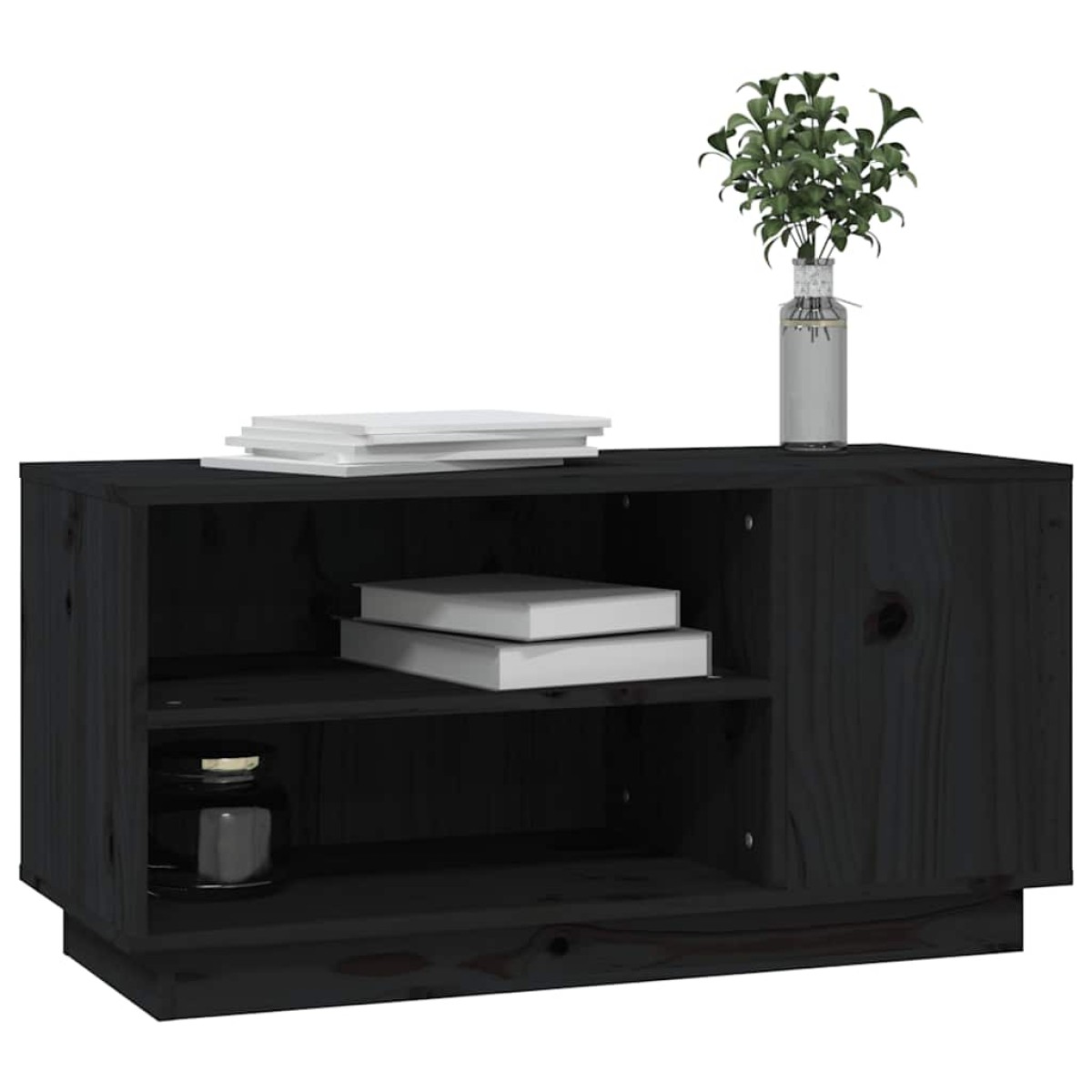 vidaXL Έπιπλο Τηλεόρασης Μαύρο 80x35x40,5 εκ. από Μασίφ Ξύλο Πεύκου