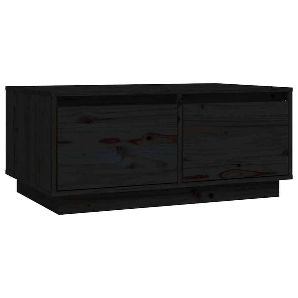 vidaXL Τραπεζάκι Σαλονιού Μαύρο 80 x 50 x 35 εκ. από Μασίφ Ξύλο Πεύκου
