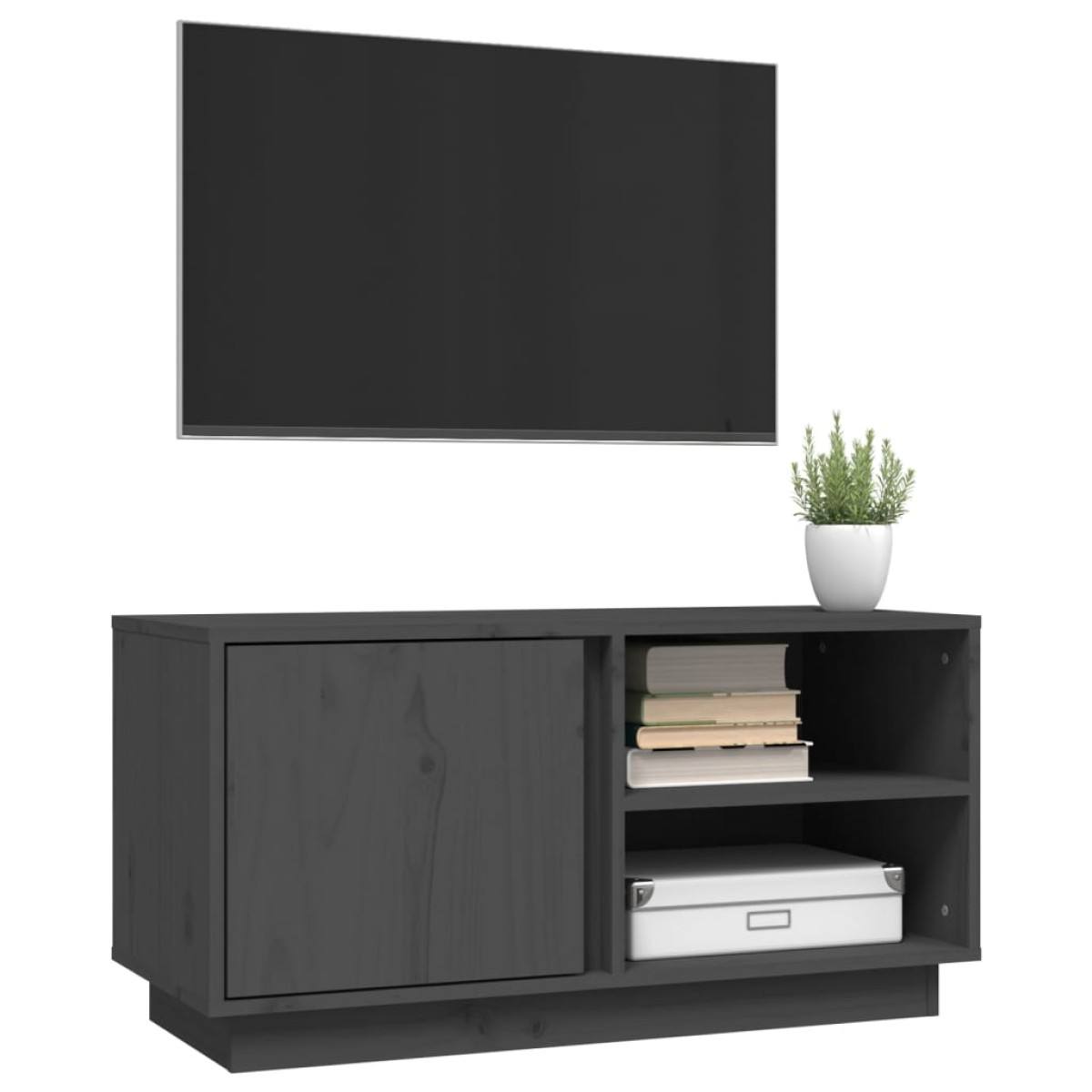 vidaXL Έπιπλο Τηλεόρασης Γκρι 80x35x40,5 εκ. από Μασίφ Ξύλο Πεύκου