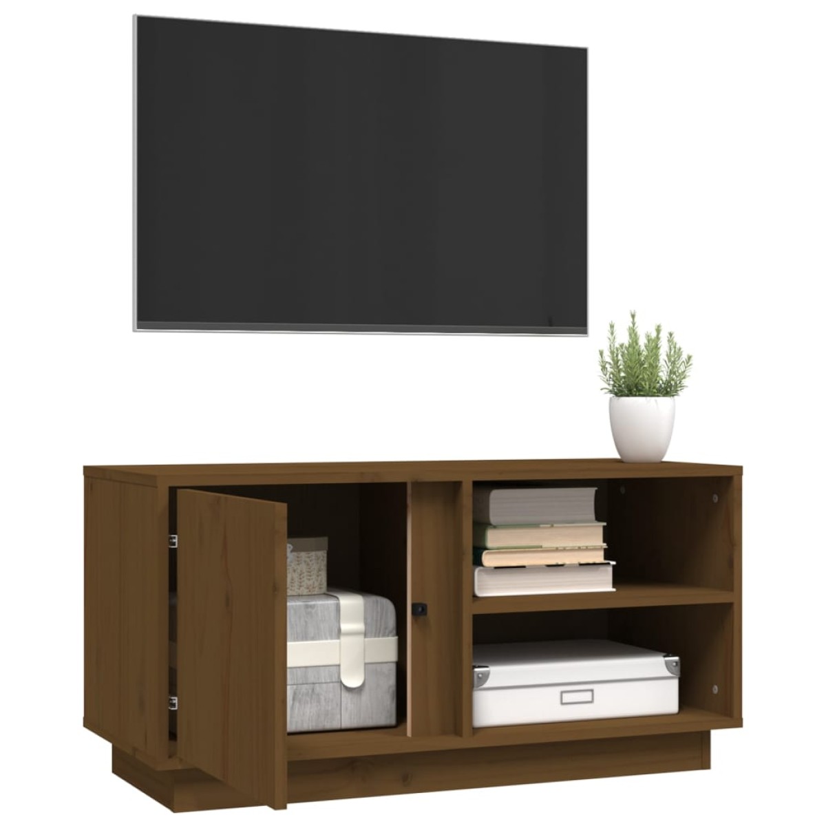 vidaXL Έπιπλο Τηλεόρασης Καφέ Μελί 80x35x40,5 εκ από Μασίφ Ξύλο Πεύκου