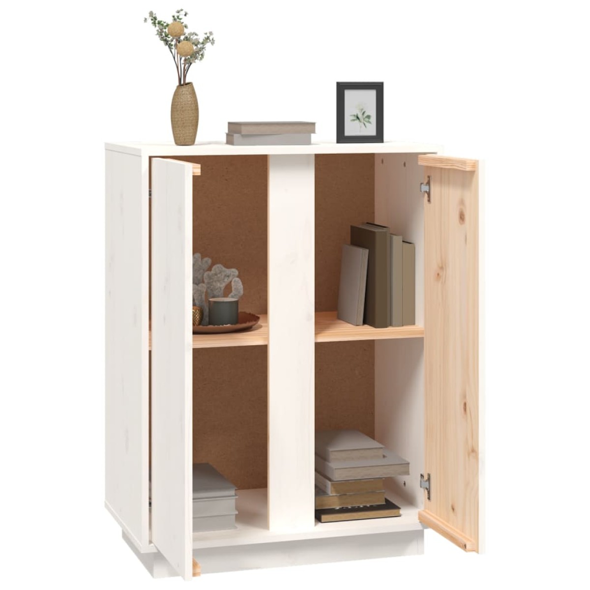 vidaXL Συρταριέρα Λευκή 60x35x80 εκ. από Μασίφ Ξύλο Πεύκου