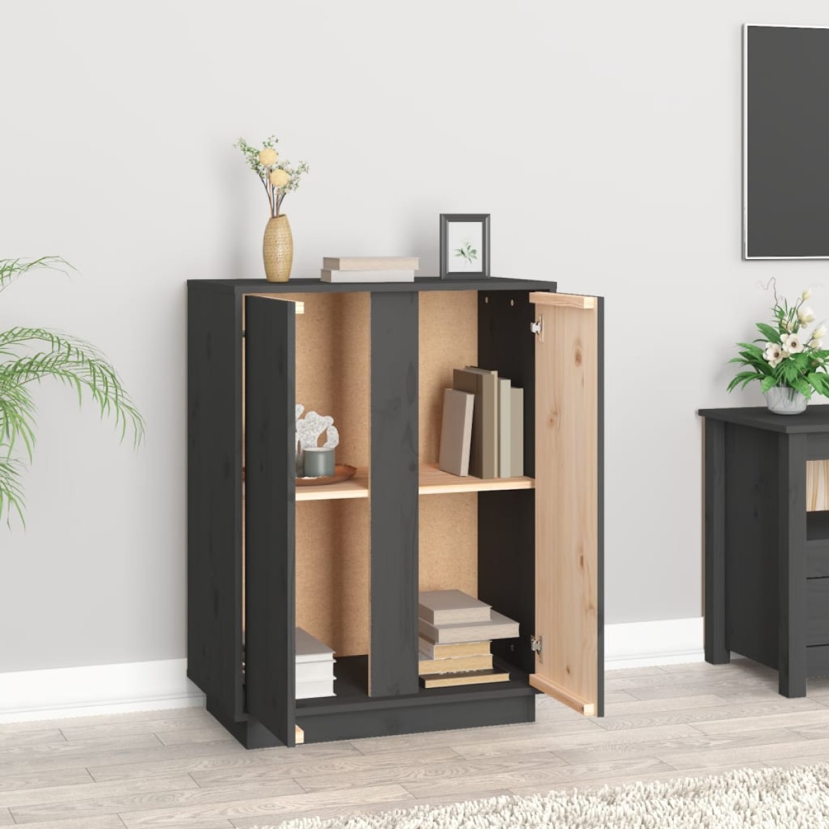 vidaXL Συρταριέρα Γκρι 60x35x80 εκ. από Μασίφ Ξύλο Πεύκου