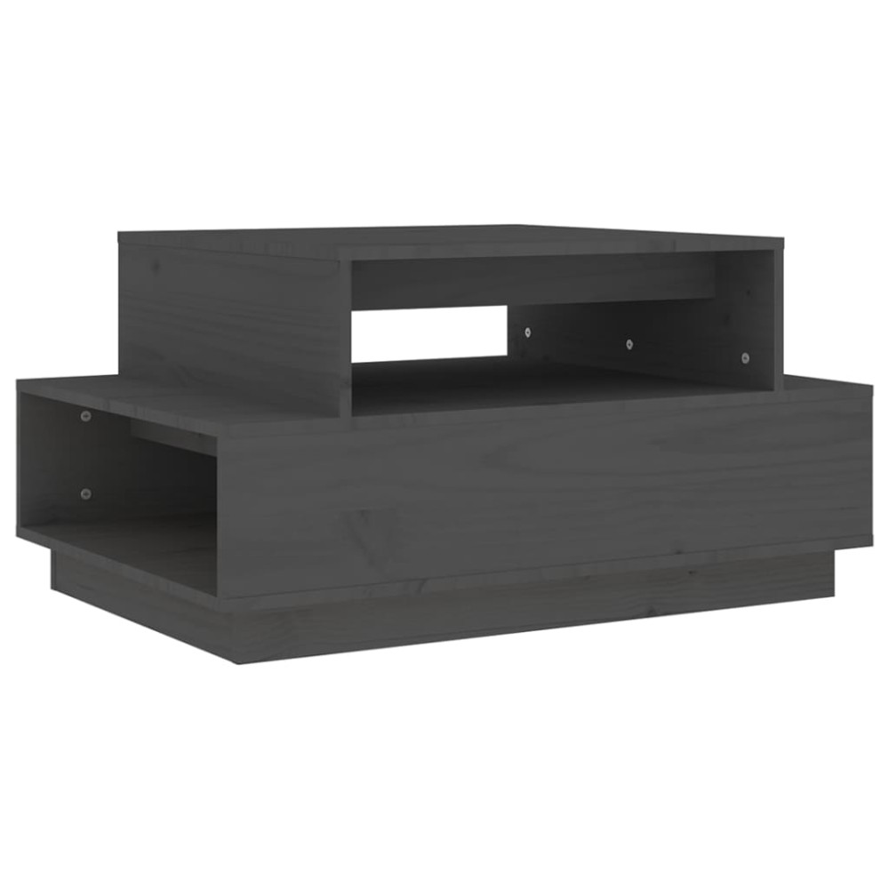 vidaXL Τραπεζάκι Σαλονιού Γκρι 80x55x40,5 εκ. από Μασίφ Ξύλο Πεύκου