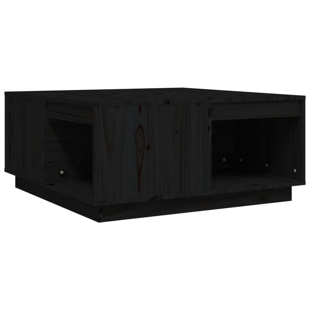 vidaXL Τραπεζάκι Σαλονιού Μαύρο 80x81x36,5 εκ. από Μασίφ Ξύλο Πεύκου